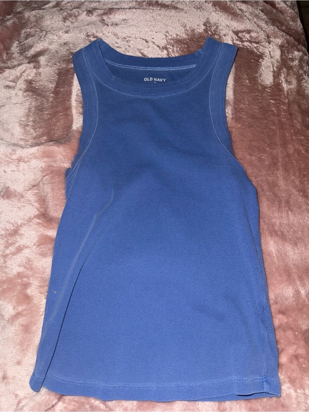 Old Navy Blue Ribbed Tank Top - Sleeveless Crewneck
